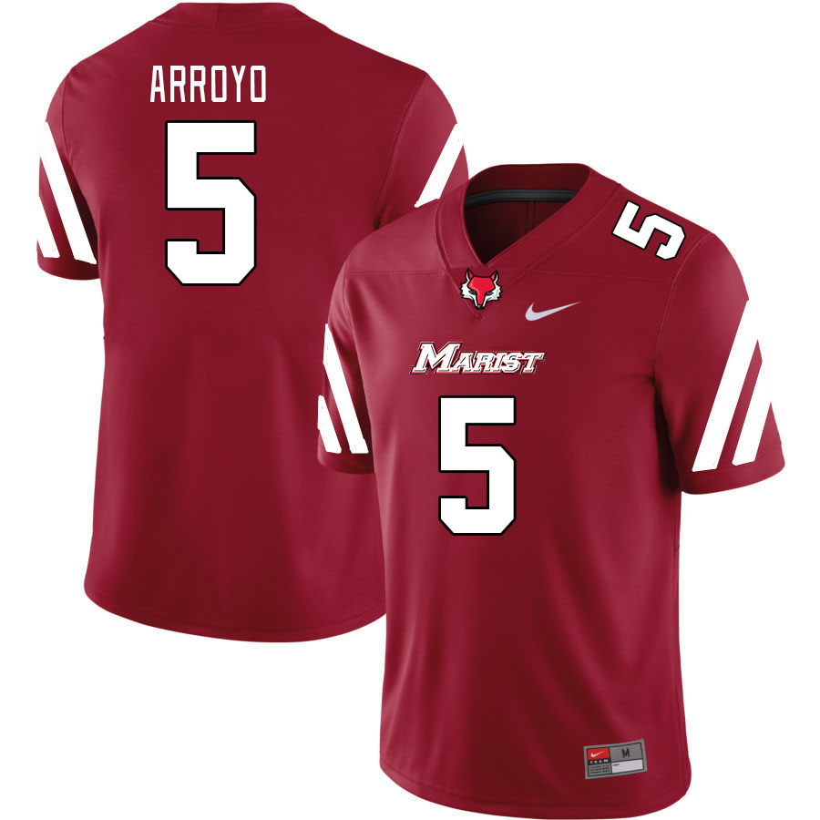 Men-Youth #5 Diego Arroyo Marist Red Foxes 2023 College Football Jerseys Stitched-Red
